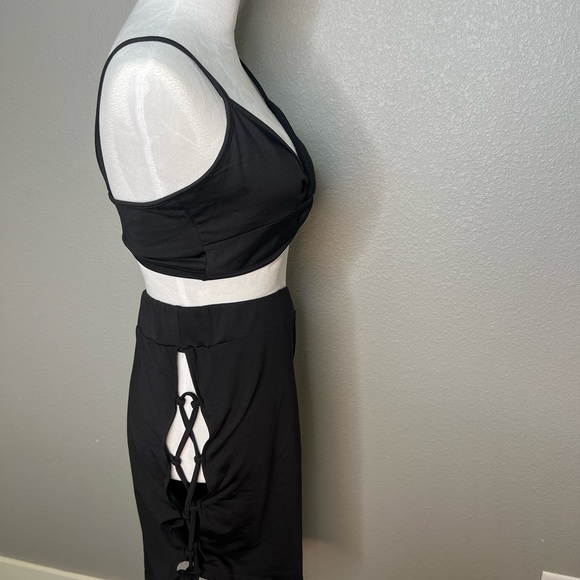 Black lace up Skirt set - Picture 4 of 10